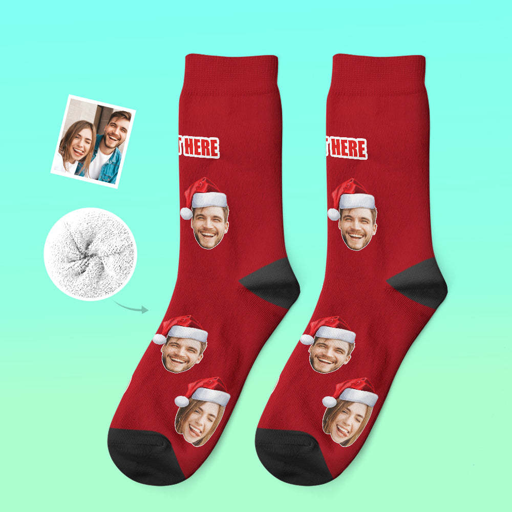 Custom Thick Socks Photo 3D Digital Printed Socks Autumn Winter Warm Socks Wear Santa Hat -