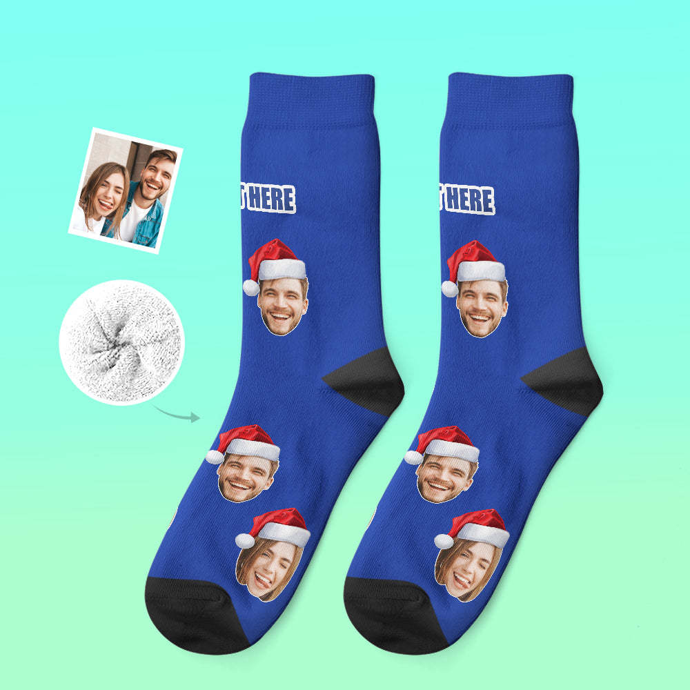 Custom Thick Socks Photo 3D Digital Printed Socks Autumn Winter Warm Socks Wear Santa Hat -