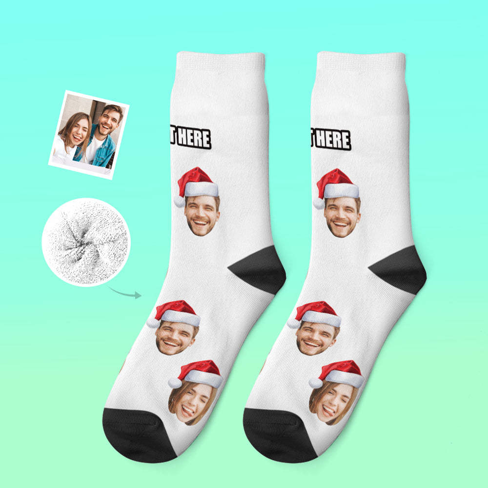 Custom Thick Socks Photo 3D Digital Printed Socks Autumn Winter Warm Socks Wear Santa Hat -
