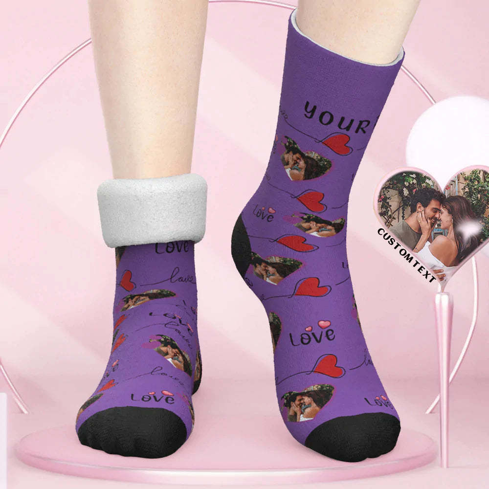 Custom Thick Socks Photo Autumn Winter Warm Socks Couple Love Socks Custom Lover Funny Socks Valentine's Day Gift -