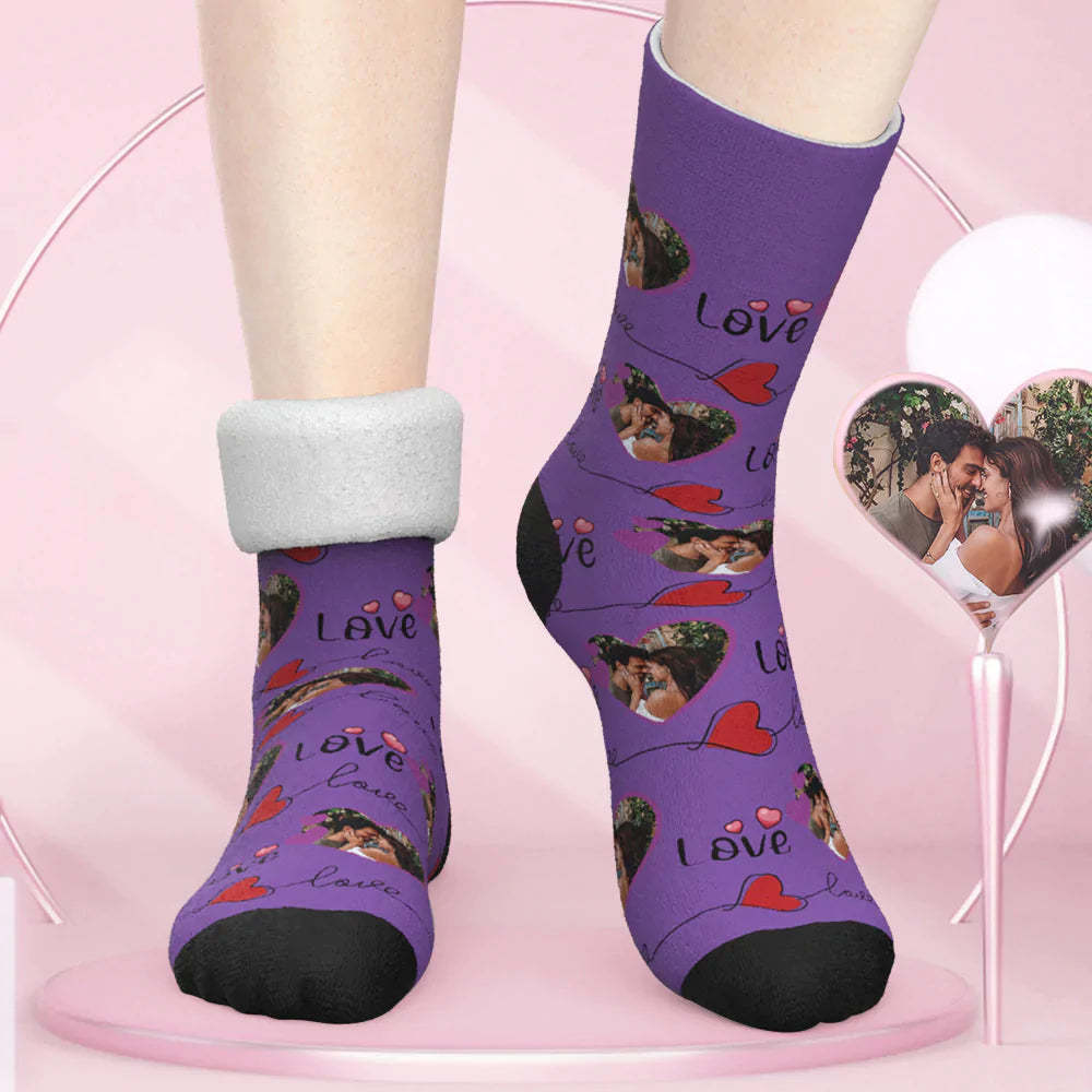 Custom Thick Socks Photo Autumn Winter Warm Socks Couple Love Socks Custom Lover Funny Socks Valentine's Day Gift -