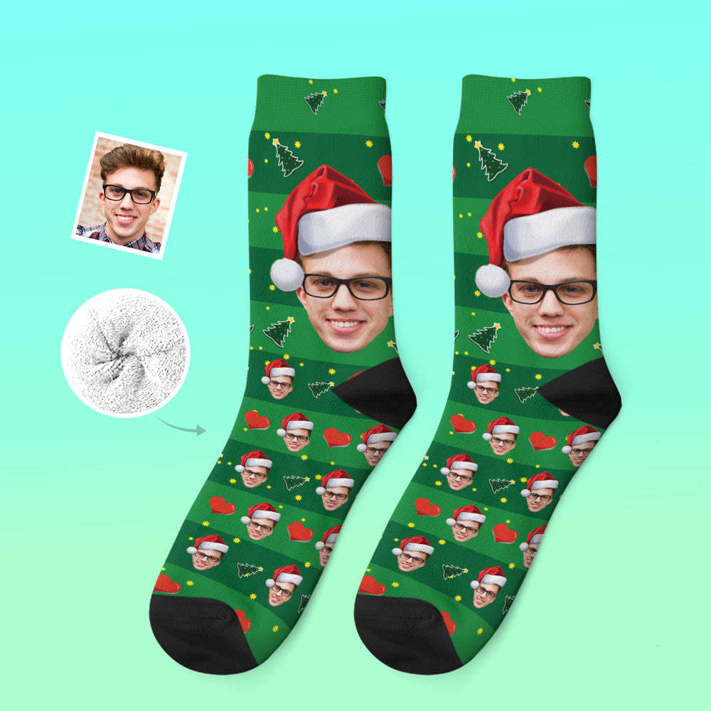 Custom Thick Socks Photo 3D Digital Printed Socks Autumn Winter Warm Socks Christmas Hat -