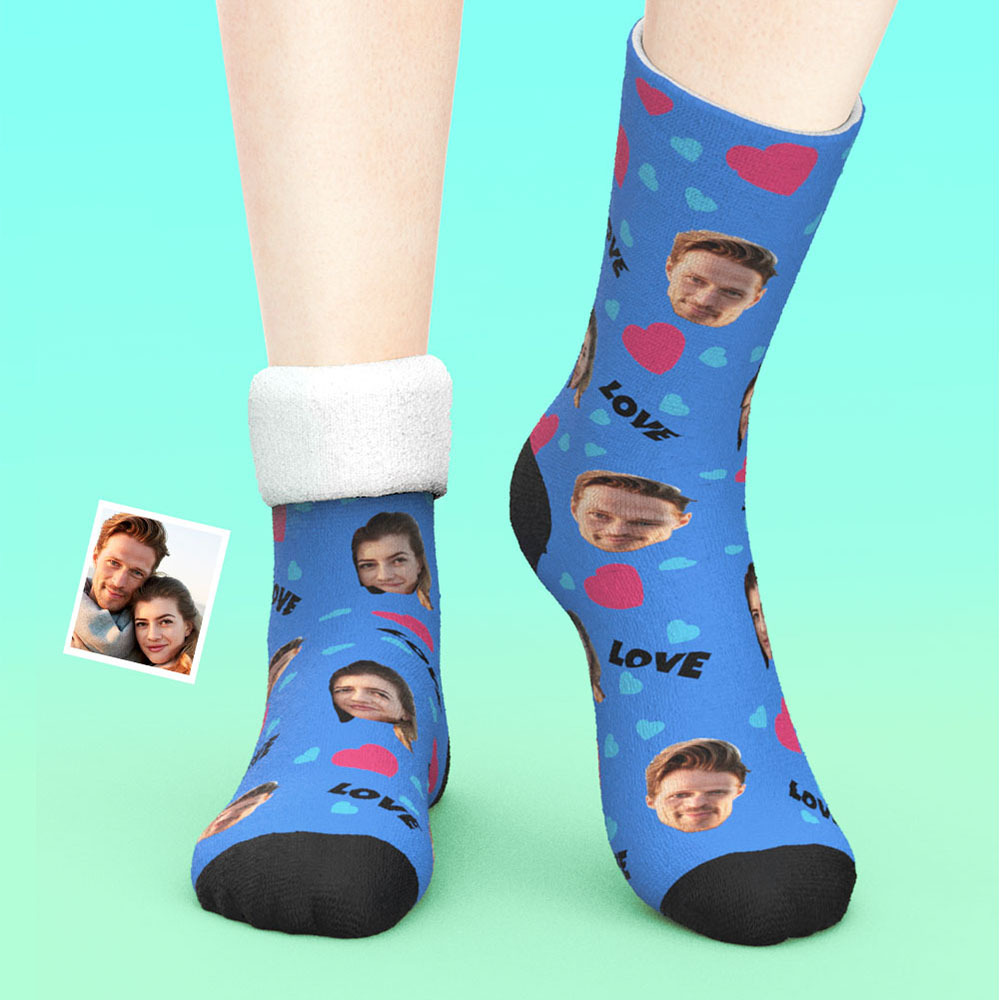 Custom Thick Socks Photo 3D Digital Printed Socks Autumn Winter Warm Socks For Love -