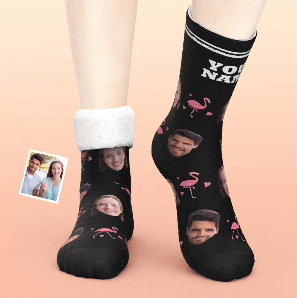 Custom Thick Socks Photo 3D Digital Printed Socks Autumn Winter Warm Socks Flamant -
