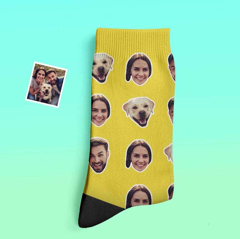 Custom Thick Socks Photo 3D Digital Printed Socks Autumn Winter Warm Socks Two Faces -