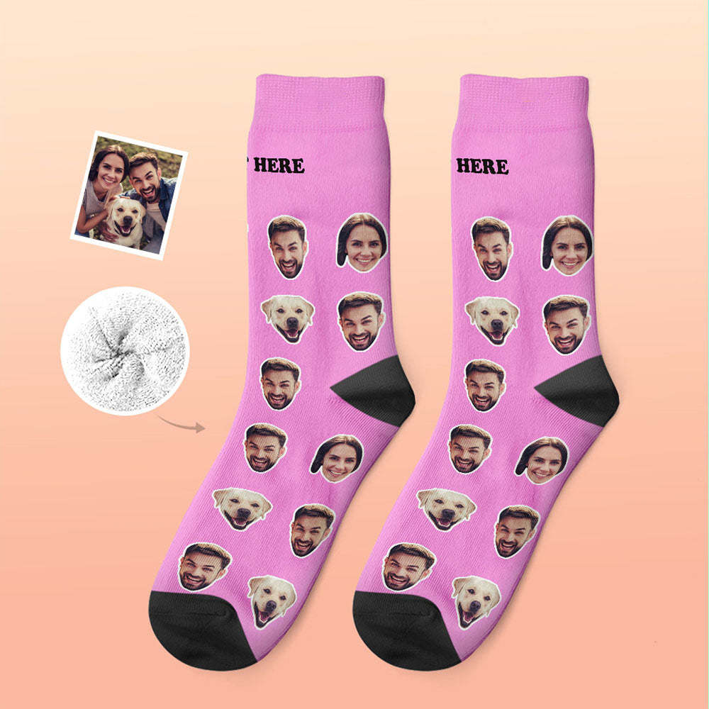 Custom Thick Socks Photo 3D Digital Printed Socks Autumn Winter Warm Socks Two Faces -