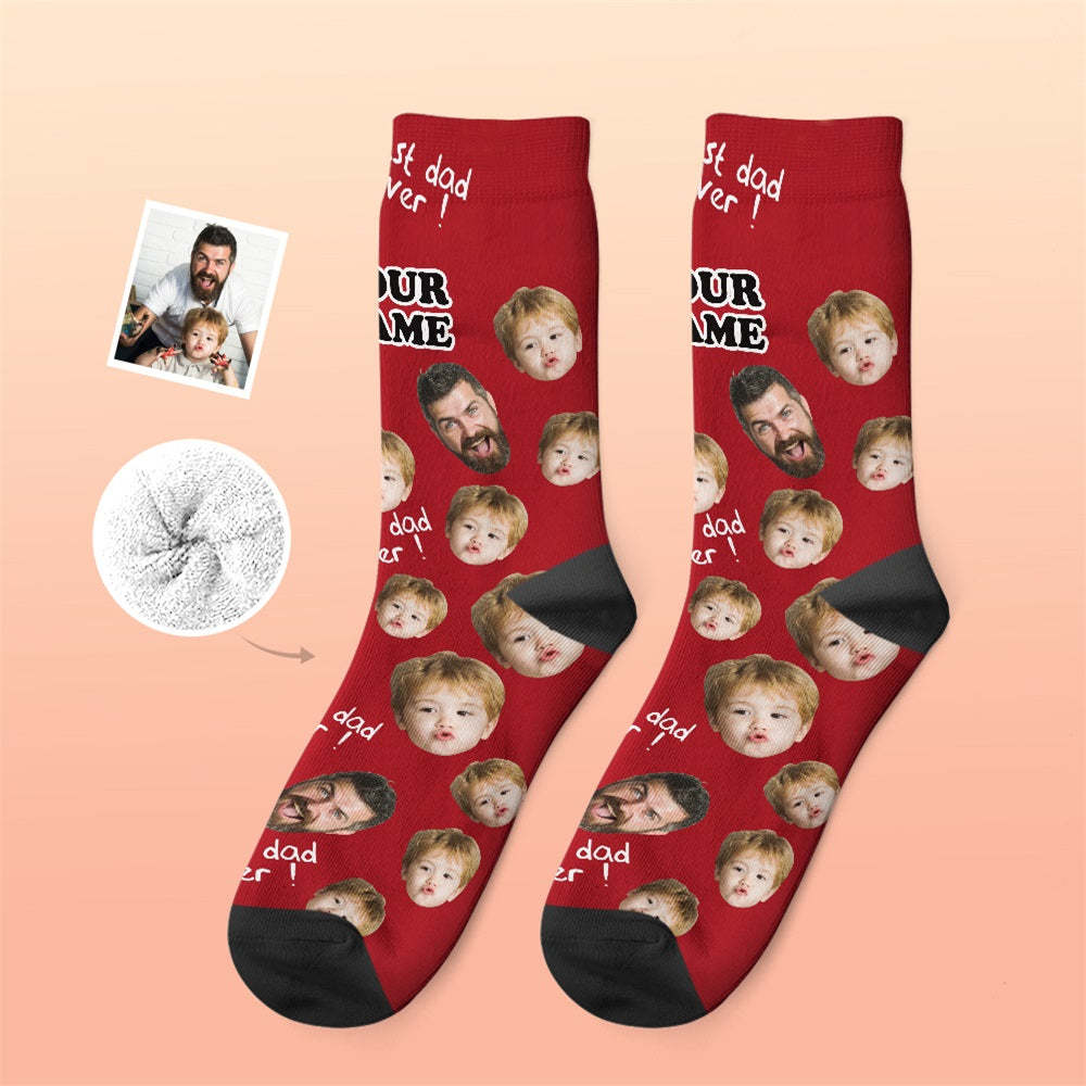 Custom Thick Socks Photo 3D Digital Printed Socks Autumn Winter Warm Socks To The Best Dad -