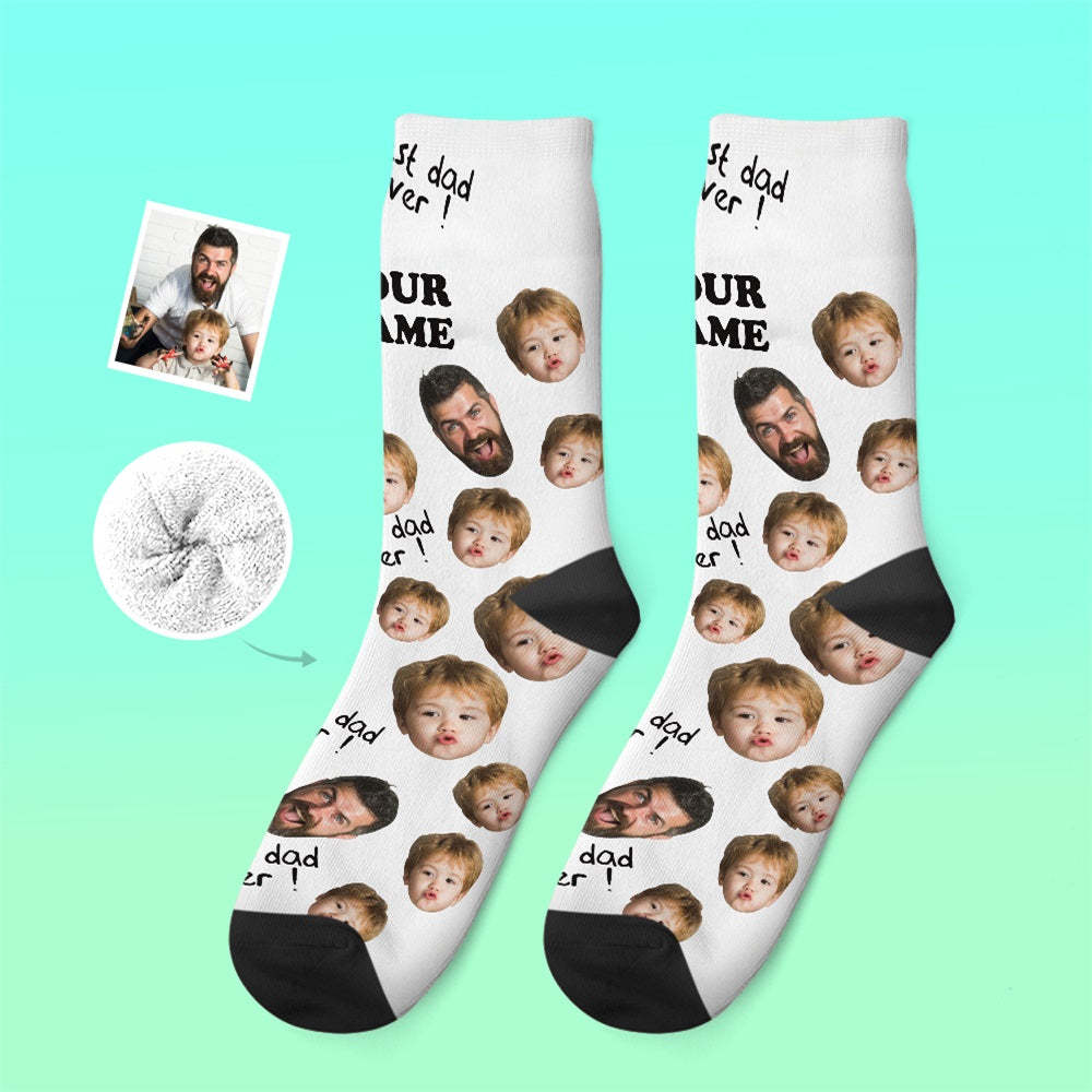 Custom Thick Socks Photo 3D Digital Printed Socks Autumn Winter Warm Socks To The Best Dad -