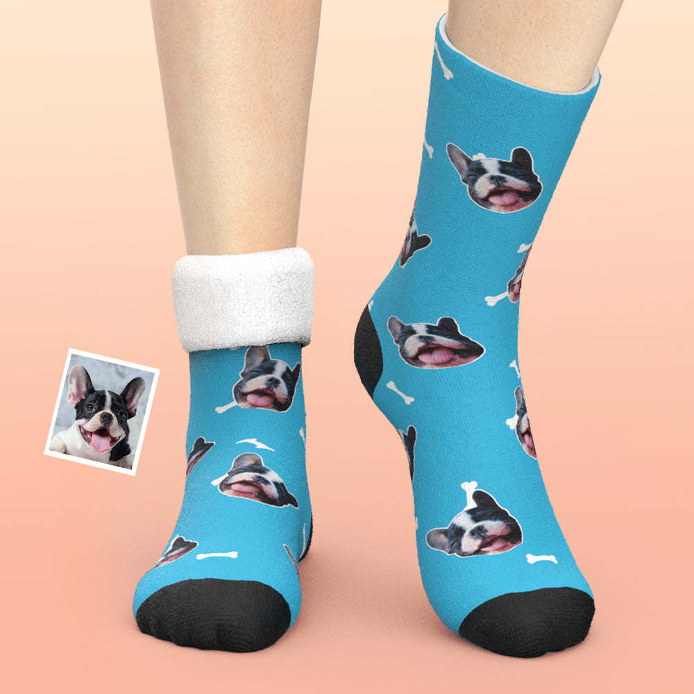 Custom Thick Socks Photo 3D Digital Printed Socks Autumn Winter Warm Socks Bone And Footprint -
