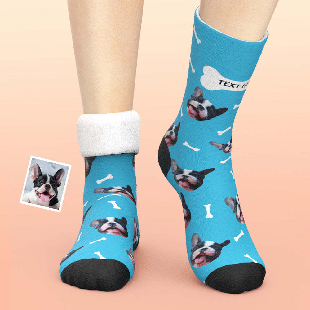 Custom Thick Socks Photo 3D Digital Printed Socks Autumn Winter Warm Socks Bone And Footprint -
