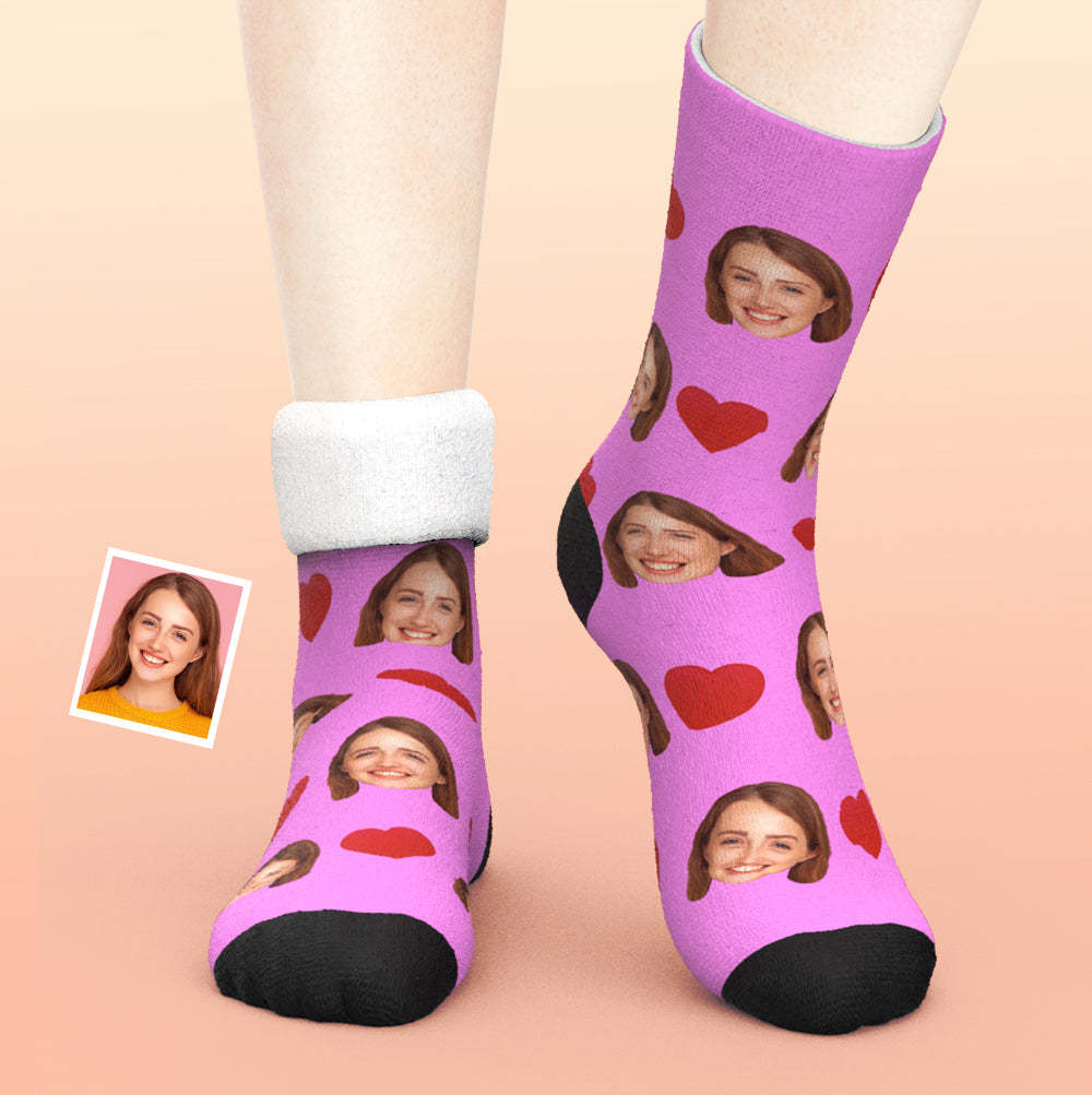 Custom Thick Socks Photo 3D Digital Printed Socks Autumn Winter Warm Socks Love Heart -