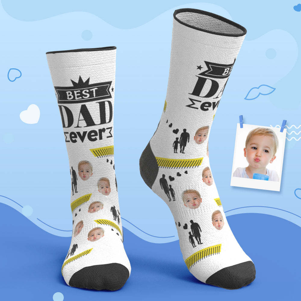 Custom Breathable Face Socks Best Dad Ever Socks Father's Day Gifts -