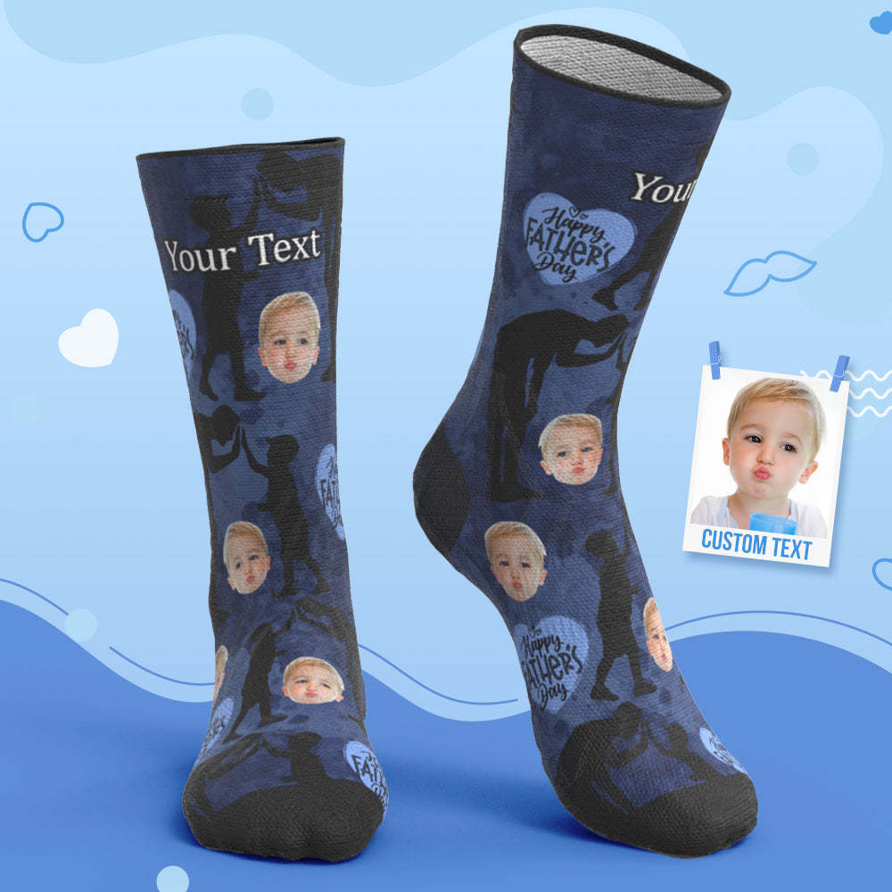 Custom Breathable Face Socks Ink Silhouette Socks Father's Day Gifts -