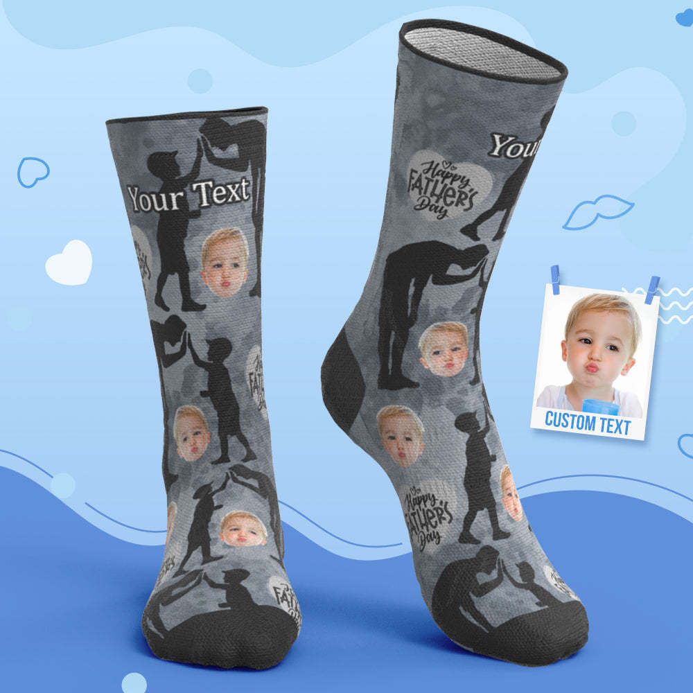 Custom Breathable Face Socks Ink Silhouette Socks Father's Day Gifts -