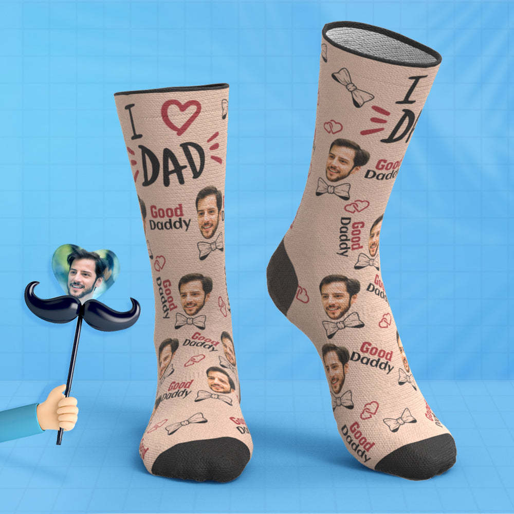 Custom Breathable Face Socks I Love Dad Father's Day Gifts -