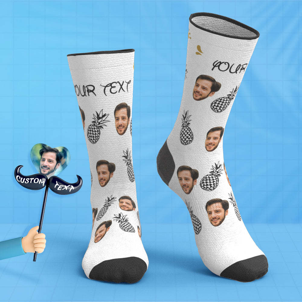 Custom Breathable Face Socks Pineapple Socks Father's Day Gifts -