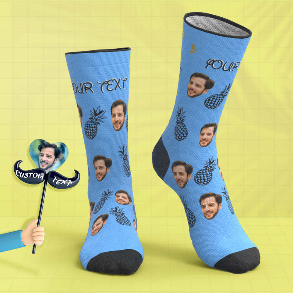 Custom Breathable Face Socks Pineapple Socks Father's Day Gifts -