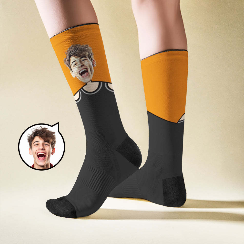 Custom Breathable Face Socks Cartoon Image Stitching Socks -