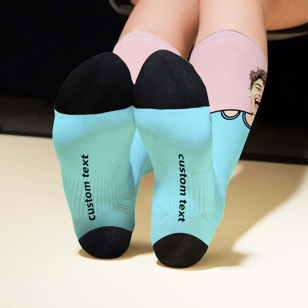 Custom Breathable Face Socks Cartoon Image Stitching Socks -