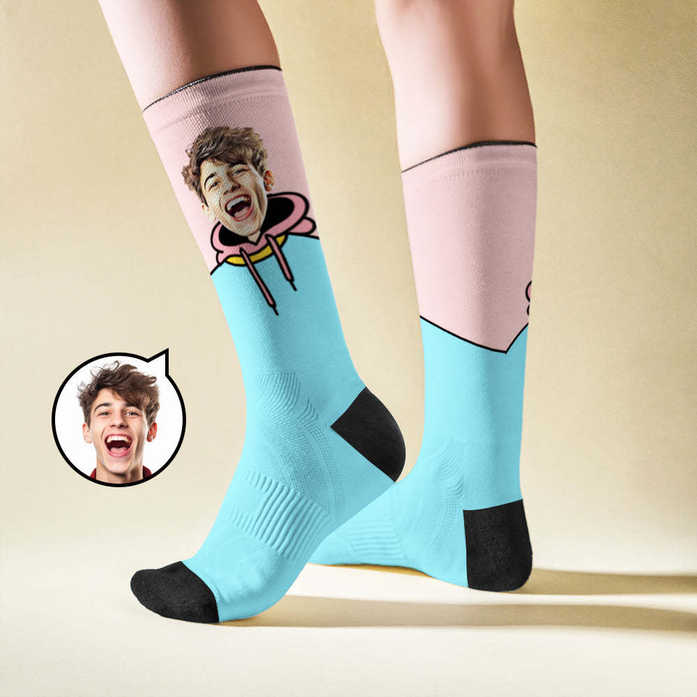 Custom Breathable Face Socks in Cartoon Art Designs -
