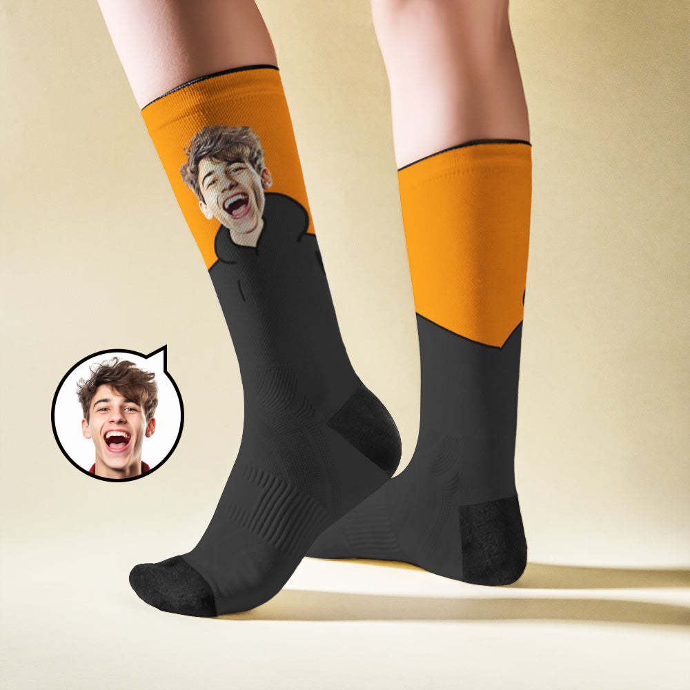 Custom Breathable Face Socks with Cartoon Flair -