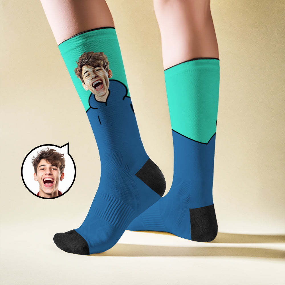 Custom Breathable Face Socks with Cartoon Flair -