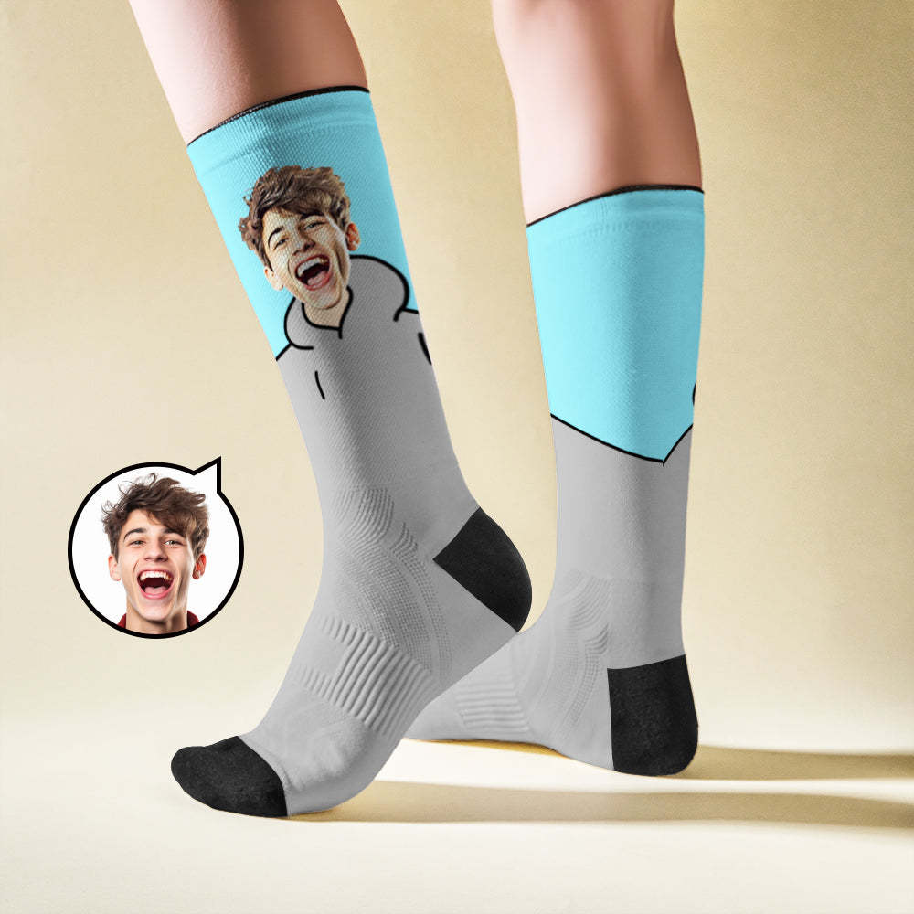 Custom Breathable Face Socks with Cartoon Flair -