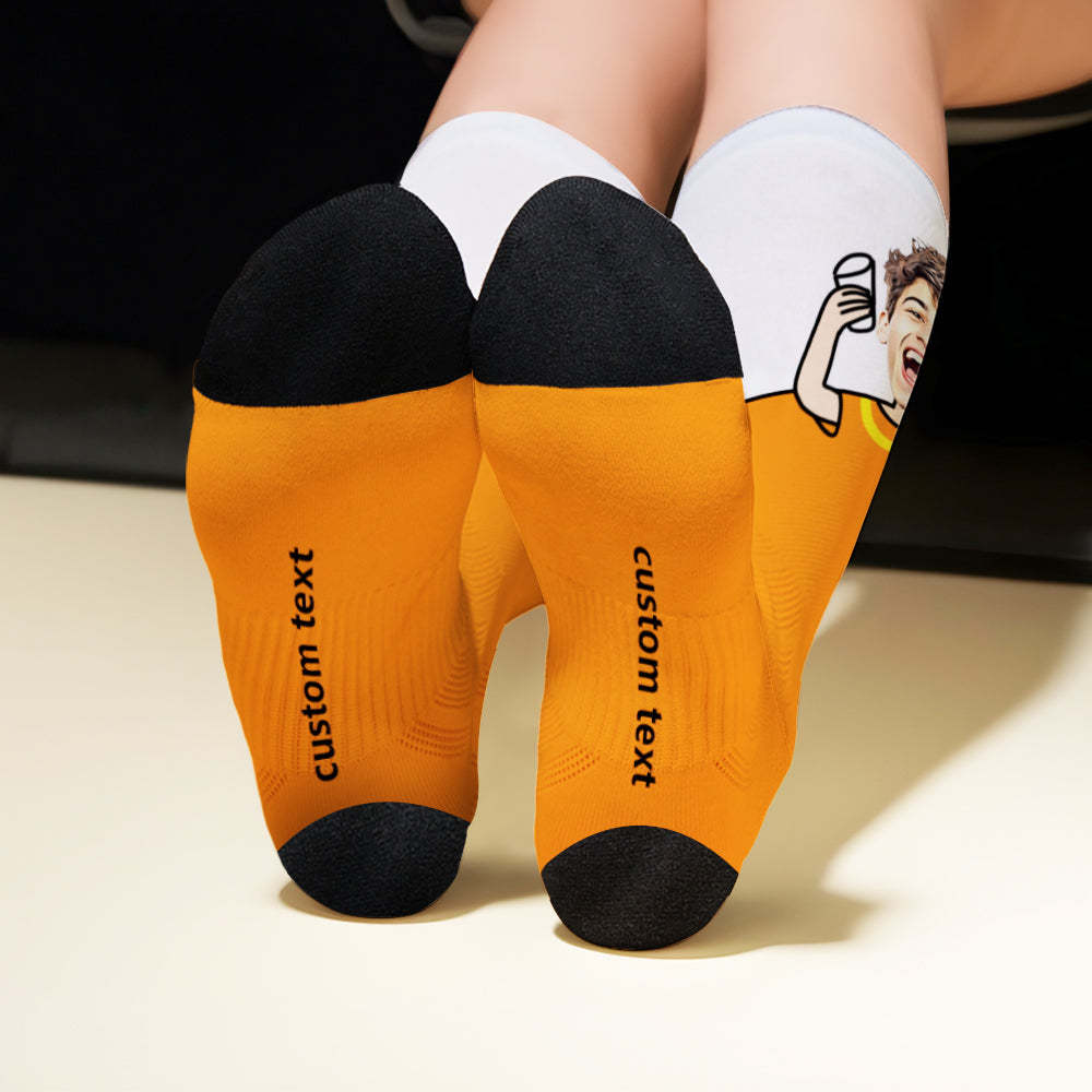 Custom Breathable Face Socks Cheers Featuring Cartoon Imagery -