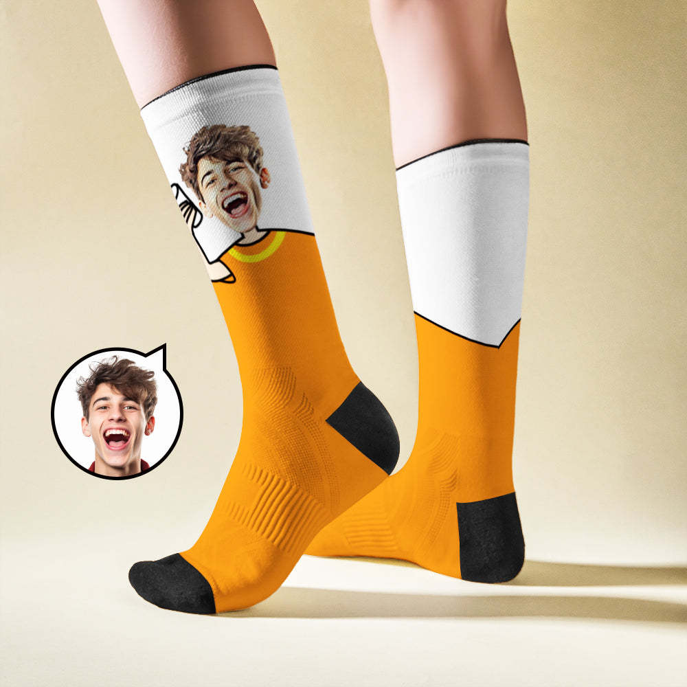 Custom Breathable Face Socks Cheers Featuring Cartoon Imagery -