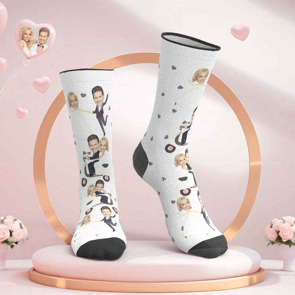 Custom Face Wedding Socks Amour Couple Love Socks I Do -