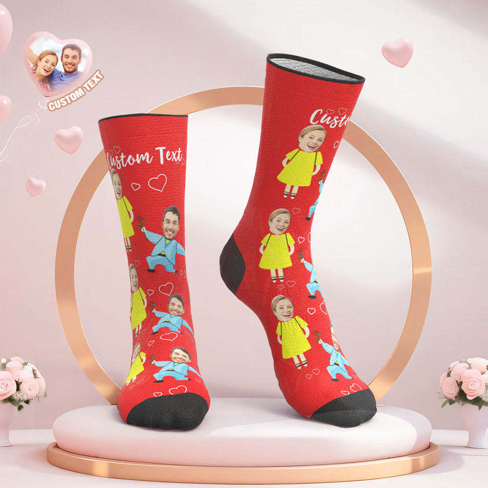 Custom Face Wedding Socks Heart Socks Proposal -