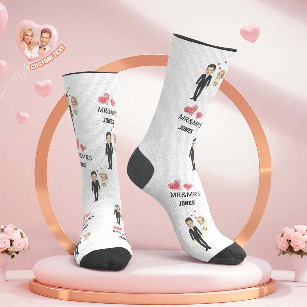 Custom Face Wedding Socks Mr and Mrs Custom Wedding Gift -