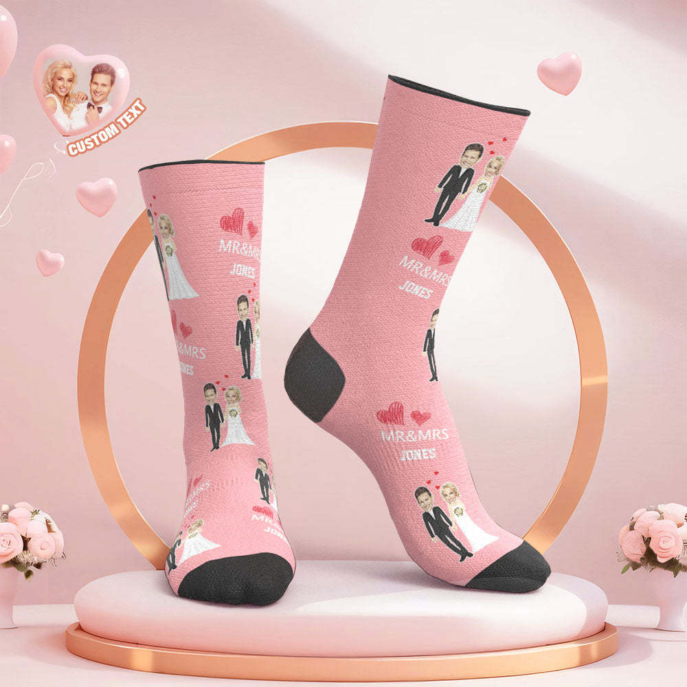 Custom Face Wedding Socks Mr and Mrs Custom Wedding Gift -