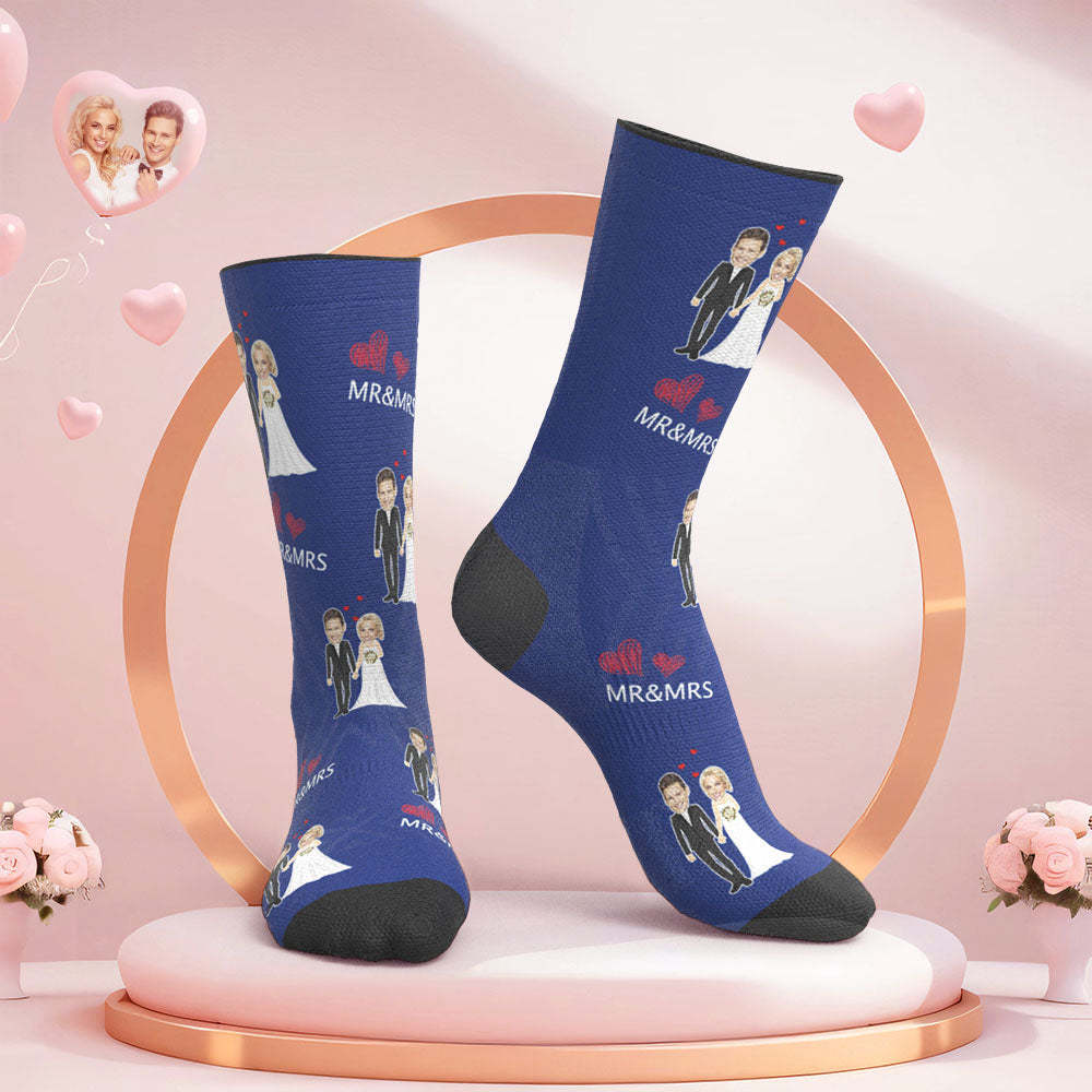 Custom Face Wedding Socks Mr and Mrs Custom Wedding Gift -