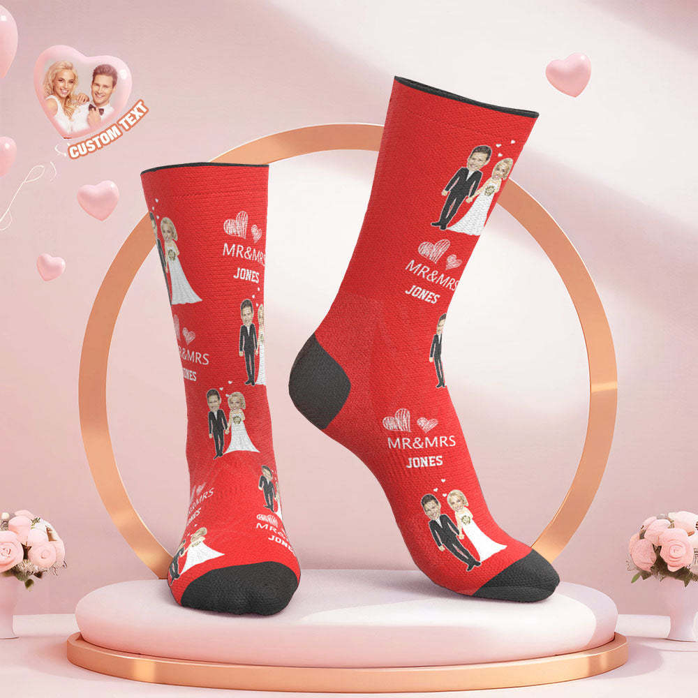 Custom Face Wedding Socks Mr and Mrs Custom Wedding Gift -