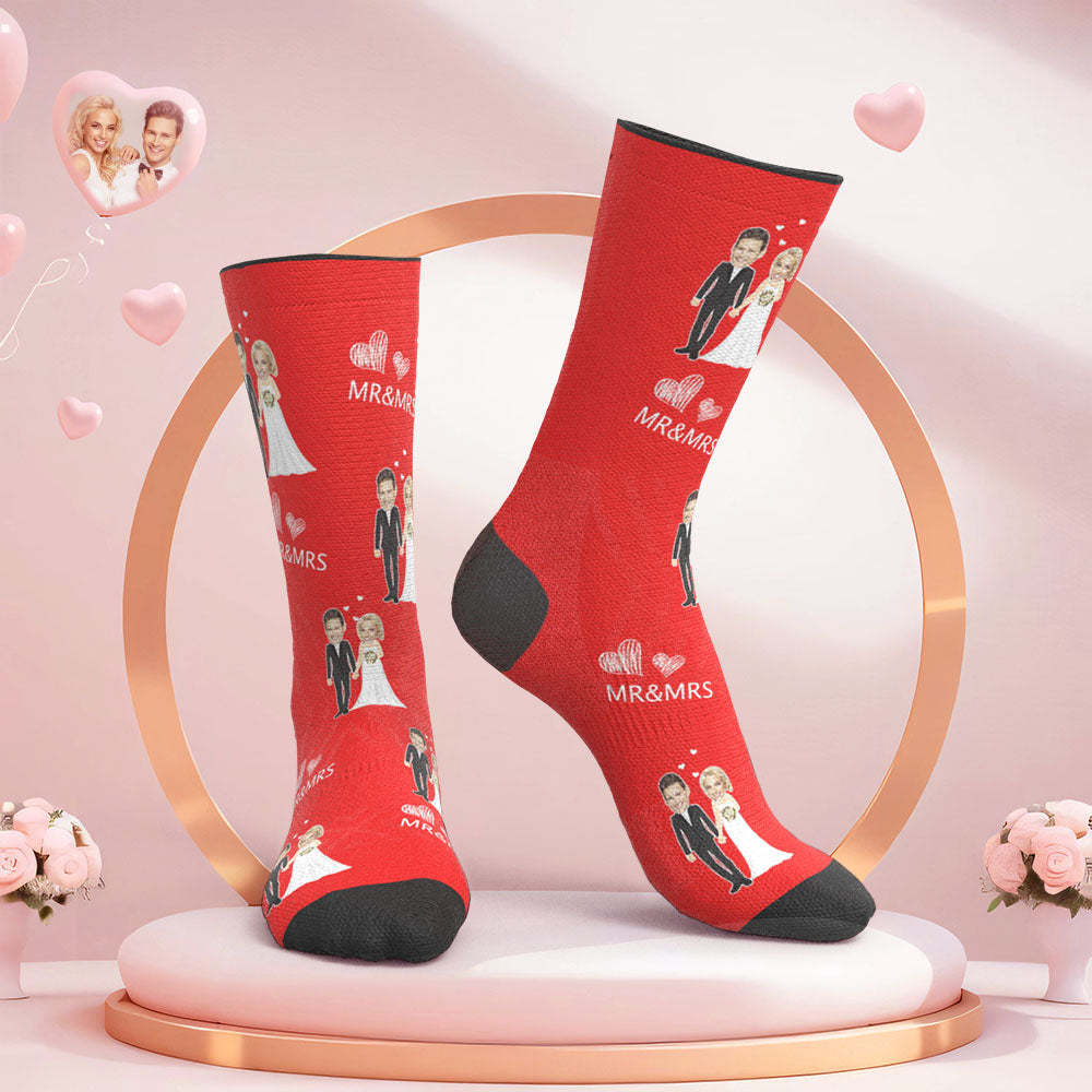 Custom Face Wedding Socks Mr and Mrs Custom Wedding Gift -