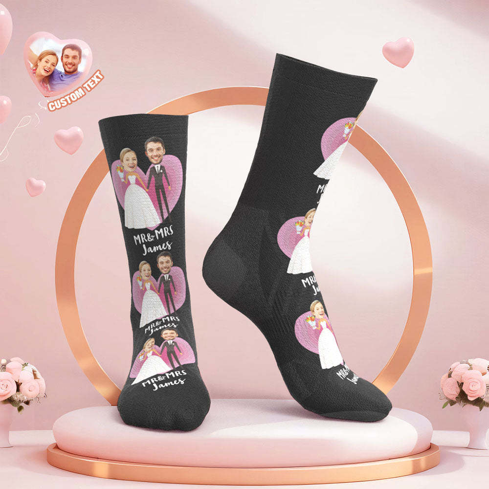 Custom Face Wedding Socks Heart Wedding Gift Wedding Dress -