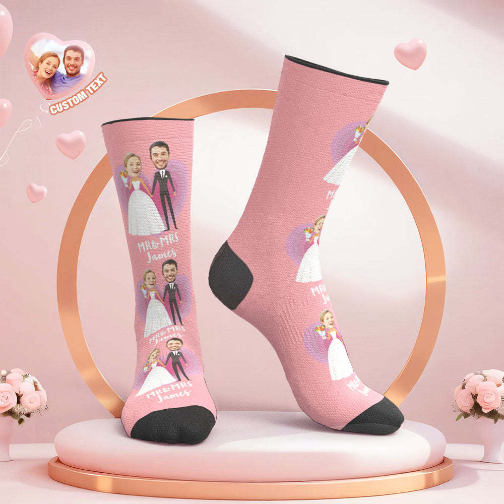 Custom Face Wedding Socks Heart Wedding Gift Wedding Dress -