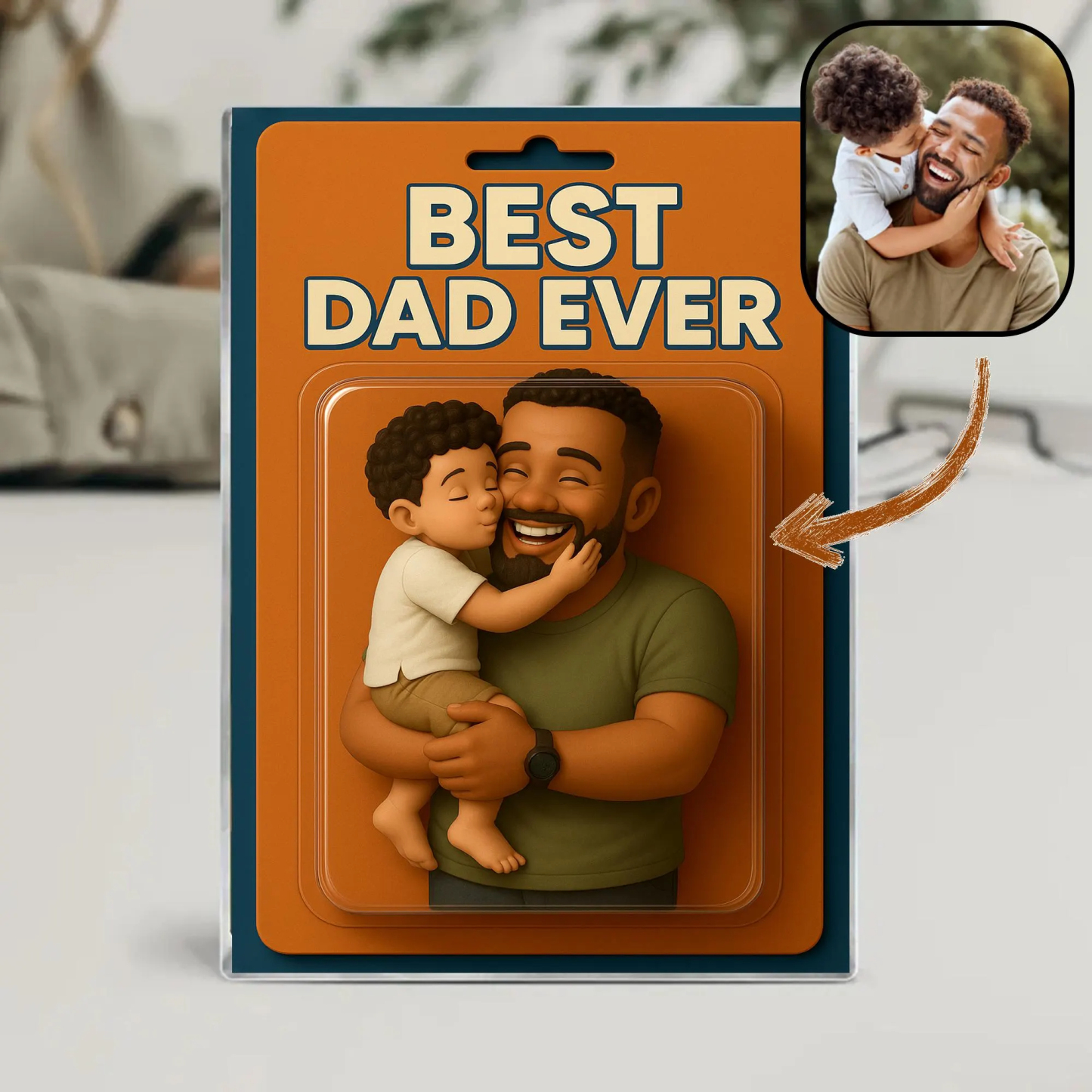 Personalized Father's Day Gift For Dad, Custom Photo Dad And Kids Action Figure Acrylic Block, Best Dad Ever Block Plaque, Gift For Husband - GetPhotoSocksUk