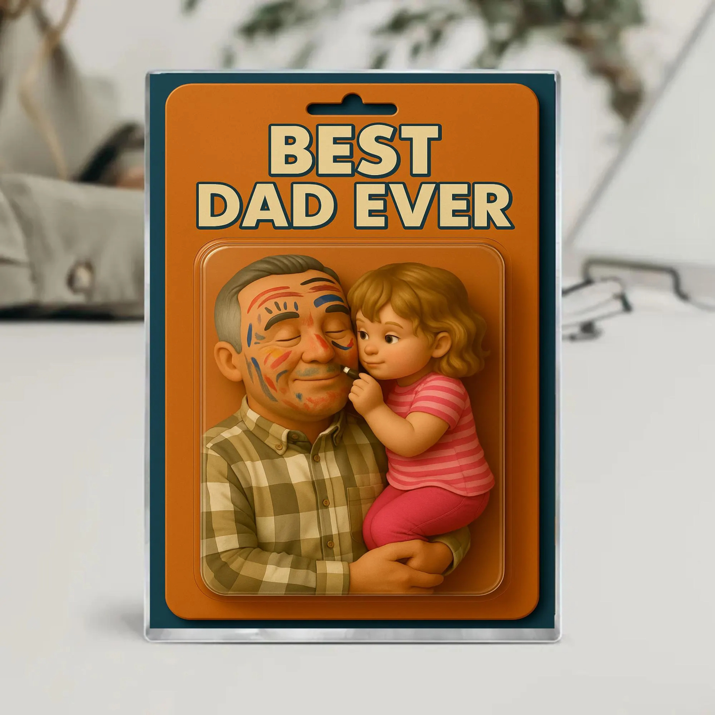 Personalized Father's Day Gift For Dad, Custom Photo Dad And Kids Action Figure Acrylic Block, Best Dad Ever Block Plaque, Gift For Husband - GetPhotoSocksUk