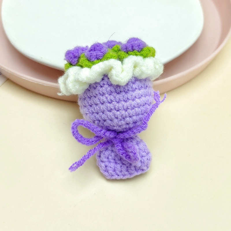 Lovely Gift Wool Knitted Bouquet Keychain Simulation Sunflower Bag Charm Pendant Graduation Gift - GetPhotoSocksUk