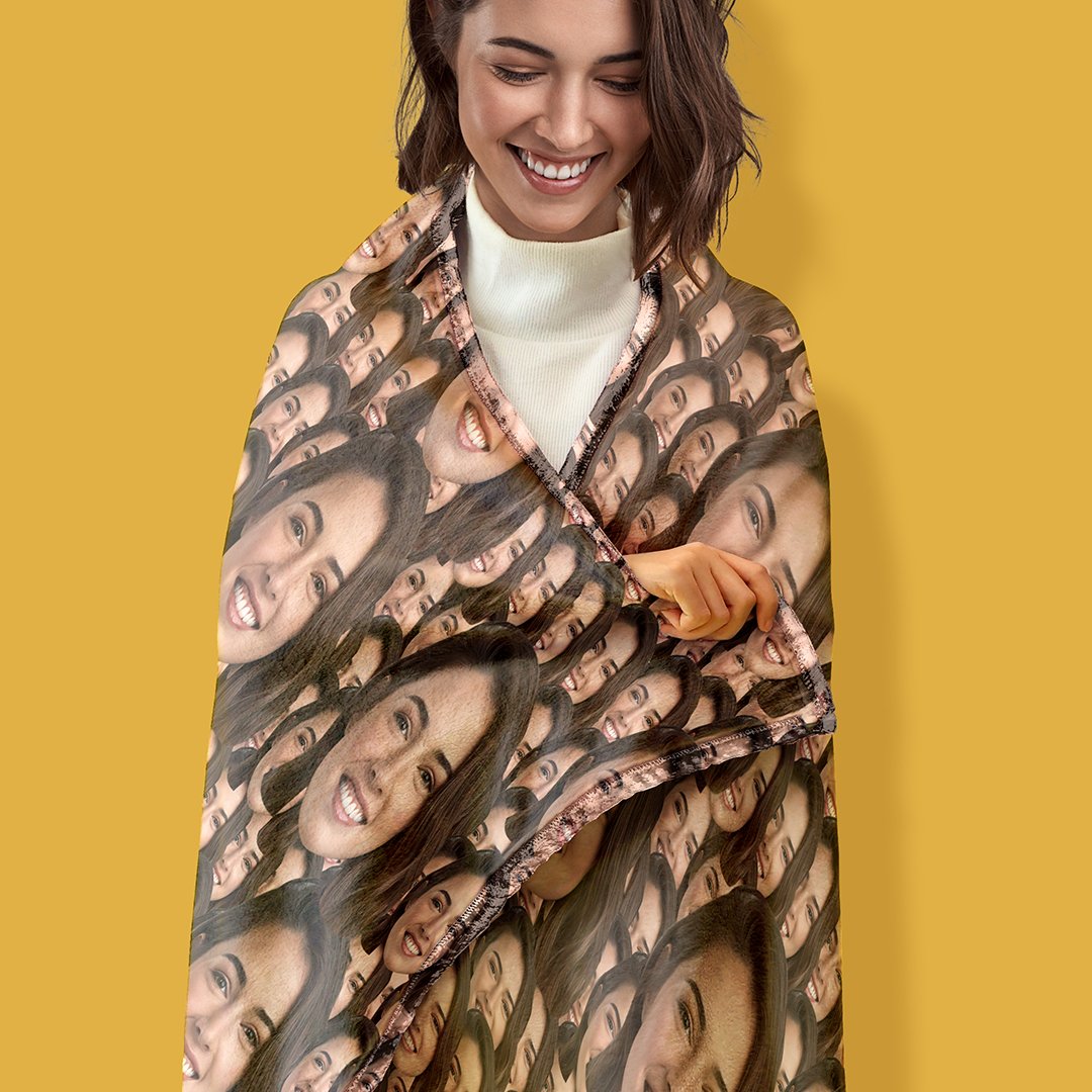 Custom Face Mash Blankets Personalised Pet And Person Fleece Blanket