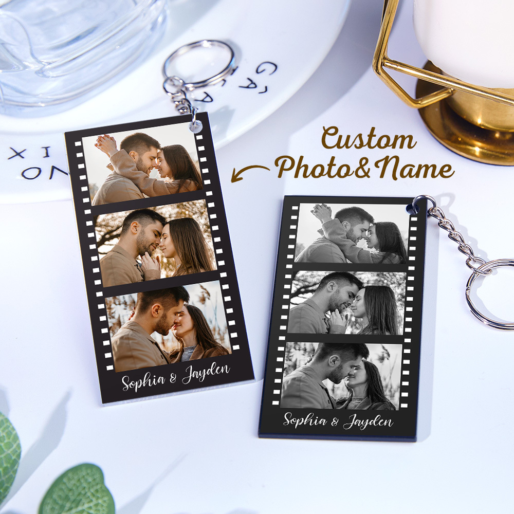 Personalized Acrylic Film Keychain Couple You & Me Photo and Text Acrylic Keychain Creative Gifts Valentine Gift Keychain - GetPhotoSocksUk