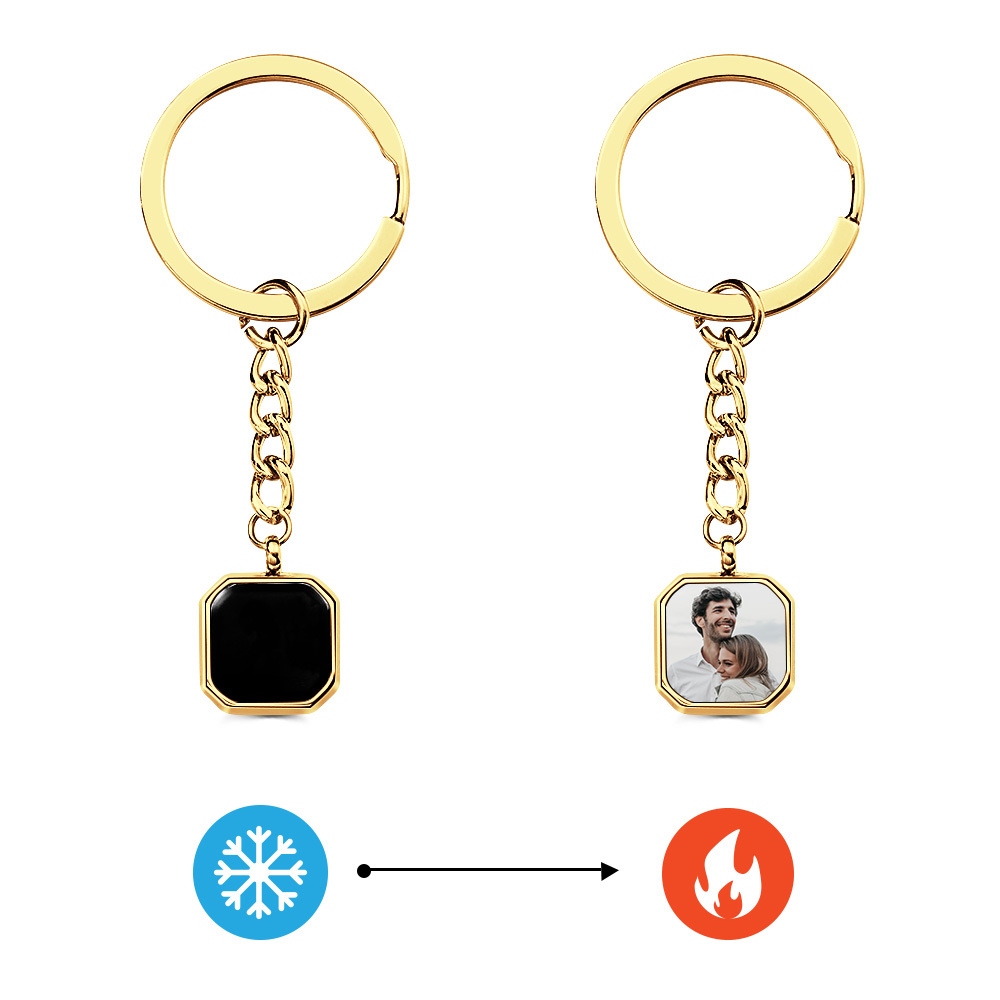 Personalized Photo Temperature-Sensitivel Color-Changing Magic Keychain Gift for Lover - GetPhotoSocksUk