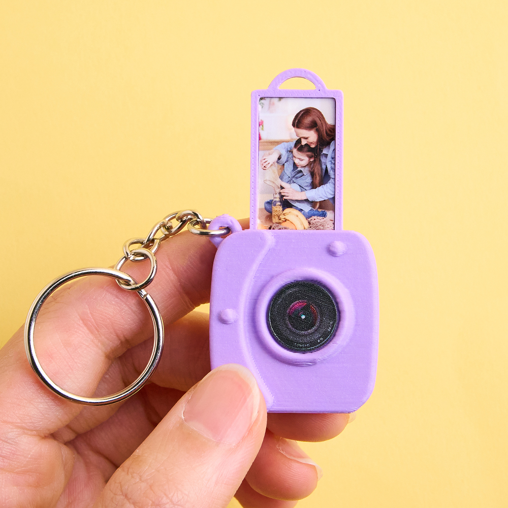 Custom Mini Camera Keychain with Photo  Personalized 3D Printed Acrylic and PLA Accessory Gift for Fashion Photography Lovers - GetPhotoSocksUk