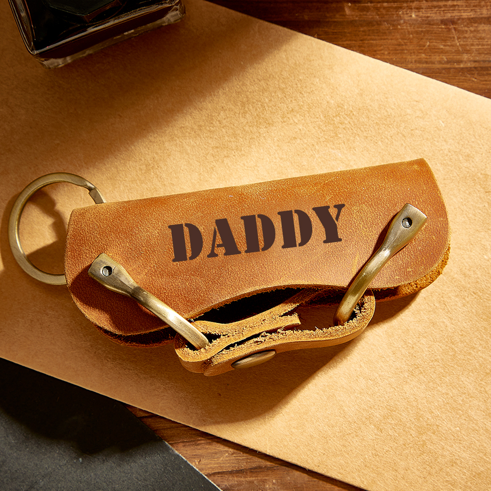 Personalized LEATHER KEYCHAIN Holder Key Chain Car Accessories Keychain Groomsmen Gift for Him Dad Men Gift for Birthday Custom Engraved - GetPhotoSocksUk