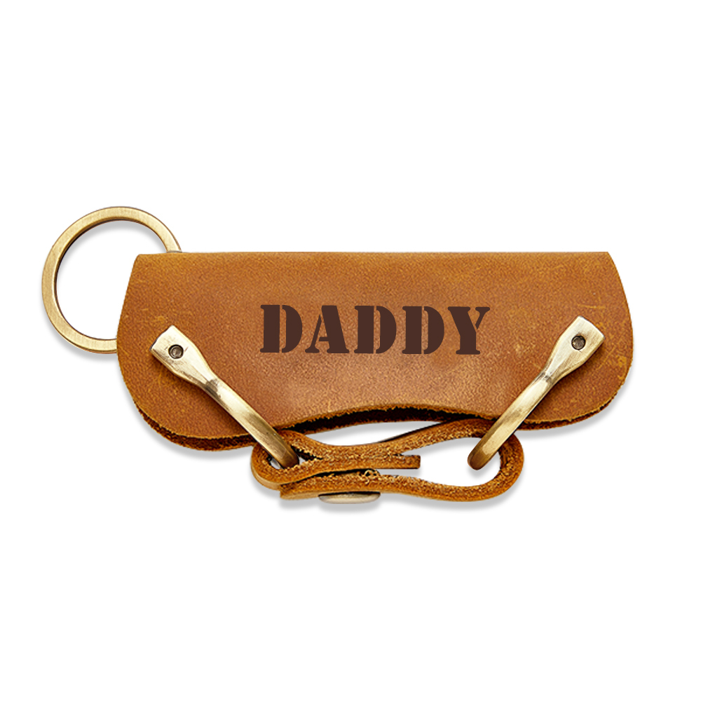 Personalized LEATHER KEYCHAIN Holder Key Chain Car Accessories Keychain Groomsmen Gift for Him Dad Men Gift for Birthday Custom Engraved - GetPhotoSocksUk