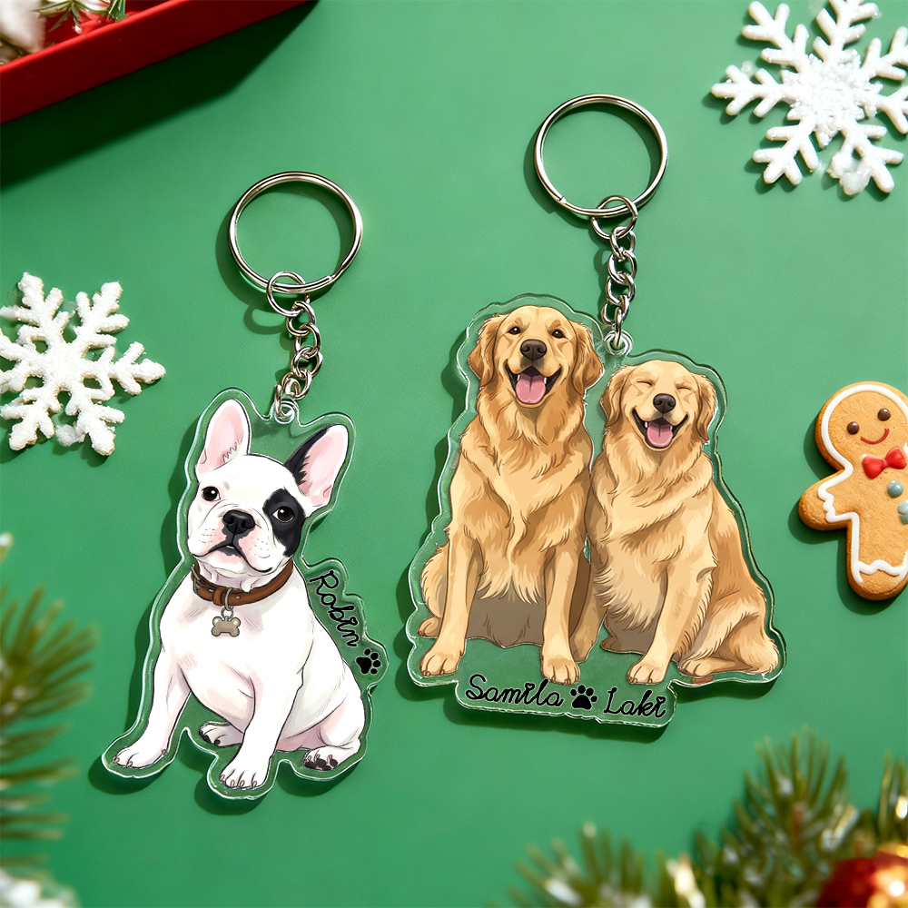 Christmas Gifts Custom Cartoon Cat Keychain Personalized Acrylic Cartoon Keychain Photo Bag Charm Unique Keepsake Gift For Pet Owner - GetPhotoSocksUk