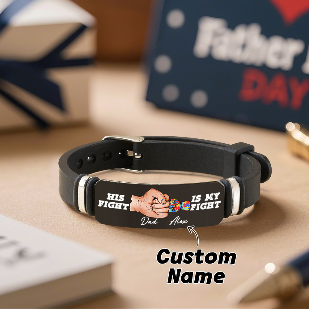 Custom Name Bracelet Dad Bracelet Family Gift Father'S Day Gift Autism Family Present - GetPhotoSocksUk
