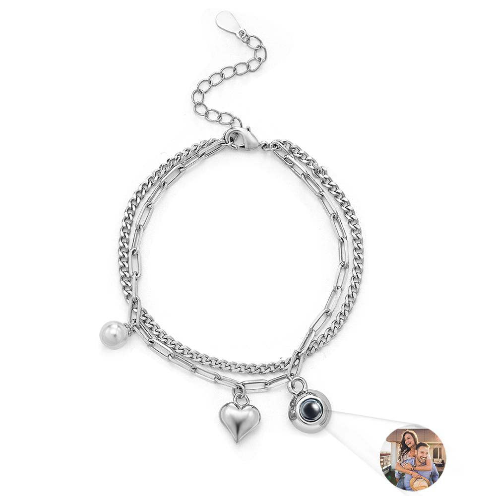 Custom Photo Projection Bracelet Heart Perfect Gift for Her - soufeelus